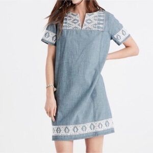 Madewell Light Blue Dress with Embroidery size S